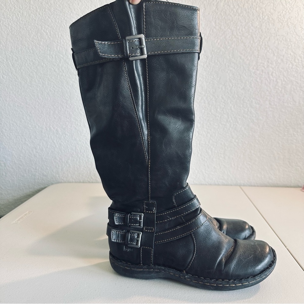 B.O.C. Strap Black Tall Zipper Boots Size 7